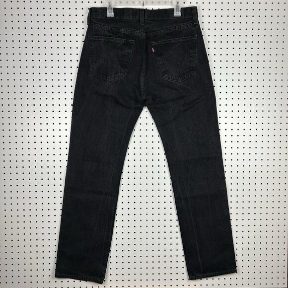 Levi's 505 Black Denim Jeans 34x34 Button Fly Straight Fit Streetwear Y2K Dark